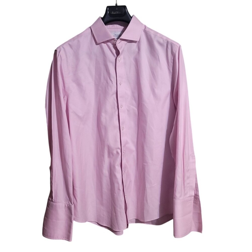 Charles Tyrwhitt Men's Pink Button up Long Sleeve Cuff Sleeve